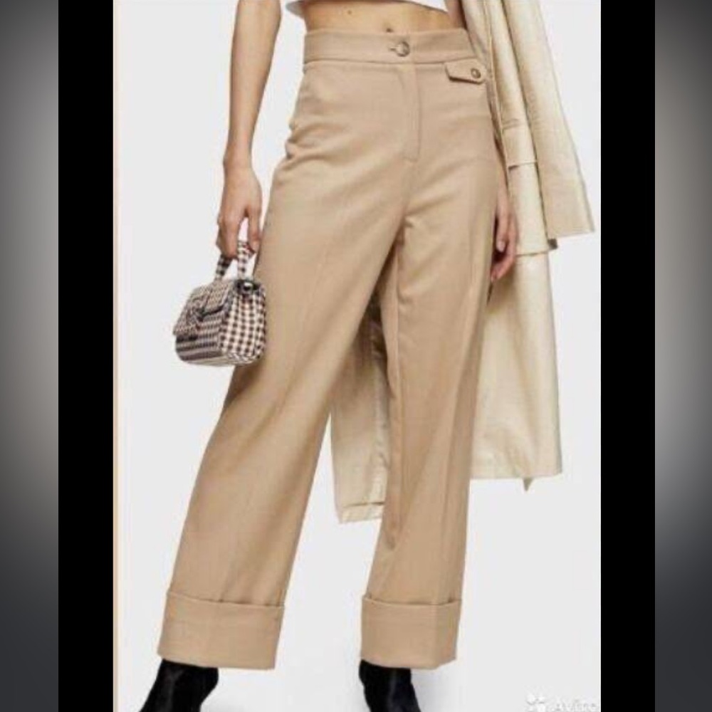 NWT Topshop High Rise Wide Leg Trousers Womens Size 10